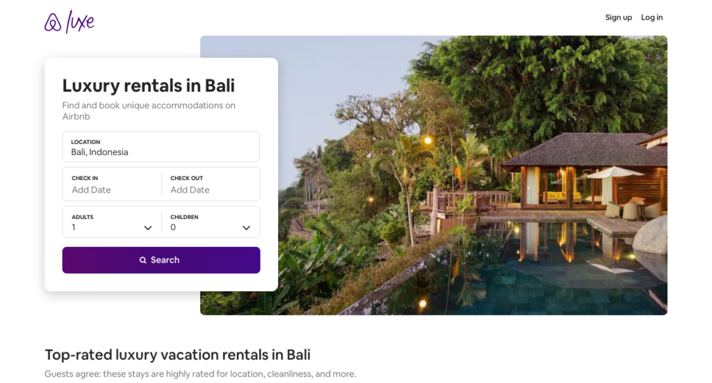 Airbnb Luxe Status Bali rental